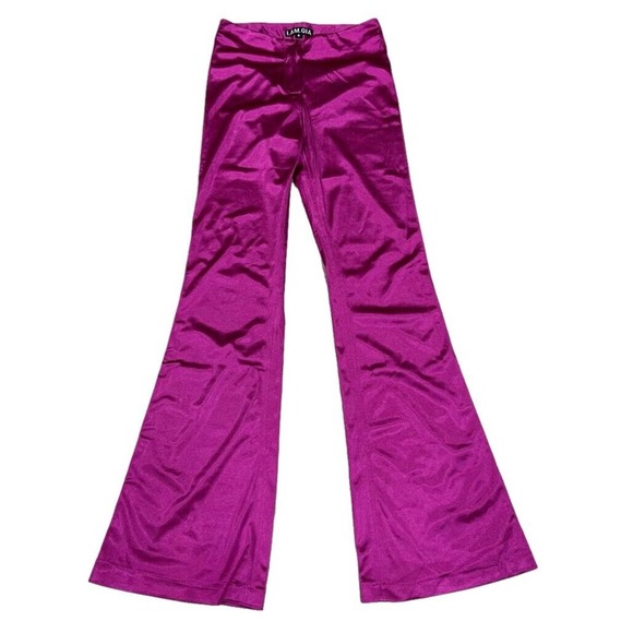 I Am GIA Pants - I AM GIA Womens Pants Fuchsia Pink Flared Stretch Flat Front Low Rise Size Small